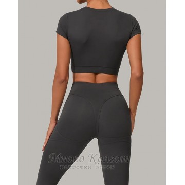 Бесшовный женский фитнес комплект Crop T-shirt + Leggings model 142